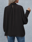 Tie Neck Lantern Sleeve Blouse - LACEDUPED