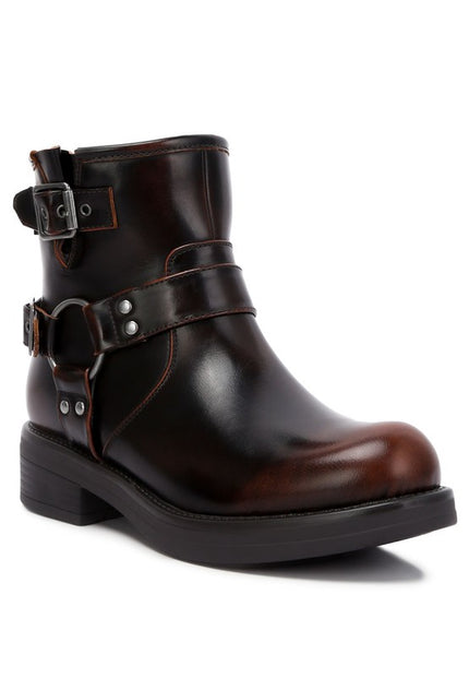 Allux Brushed Faux Leather Pin Buckle Boots - LACEDUPED