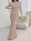 Devine Backless Round Neck Long Sleeve Maxi Dress