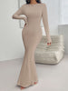 Devine Backless Round Neck Long Sleeve Maxi Dress