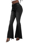 Raw Hem Flare Jeans with Pockets - LACEDUPED