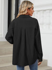 Button Up Dropped Shoulder Long Sleeve Outerwear - LACEDUPED