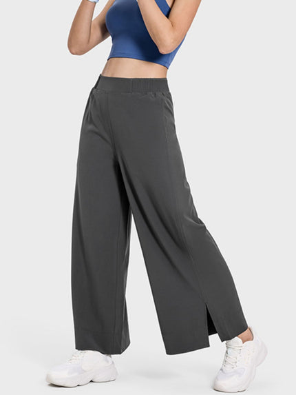 Slit Wide Leg Active Pants - LACEDUPED