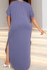 Plus Size Short Sleeve Split Curved Hem Dress