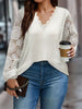 Plus Size Lace Detail V-Neck Long Sleeve T-Shirt