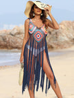 Fringe Spaghetti Strap Cover-Up - LACEDUPED