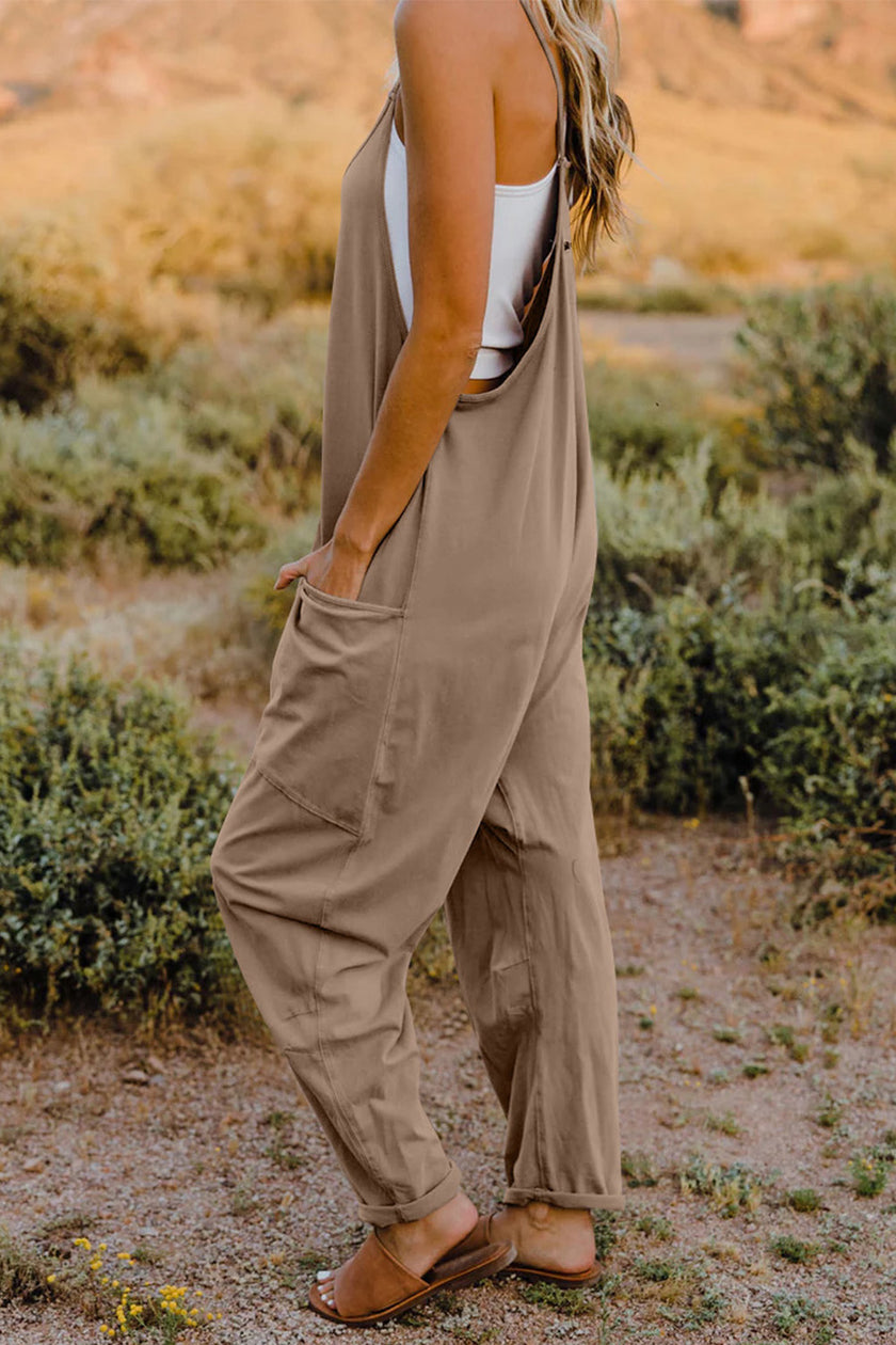 Double Take Full Size V-Neck Sleeveless Jumpsuit with Pockets - LACEDUPED
