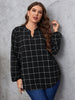 Honey Plus Size Notched Neck Long Sleeve Blouse