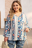 Plus Size Floral Tie Neck Blouse