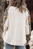 Plus Size Leopard V-Neck Raglan Sleeve Blouse