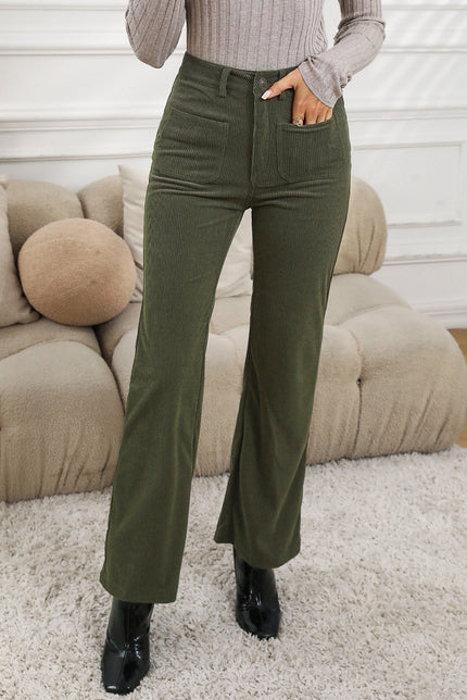 Pocketed High Waist Straight Leg Pants - LACEDUPED