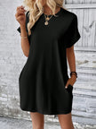 Round Neck Short Sleeve Mini Dress - LACEDUPED