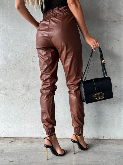 Smocked High Waist Pants with Pockets - LACEDUPED