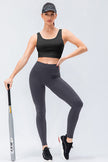 Wide Waistband Slim Fit Active Leggings - LACEDUPED