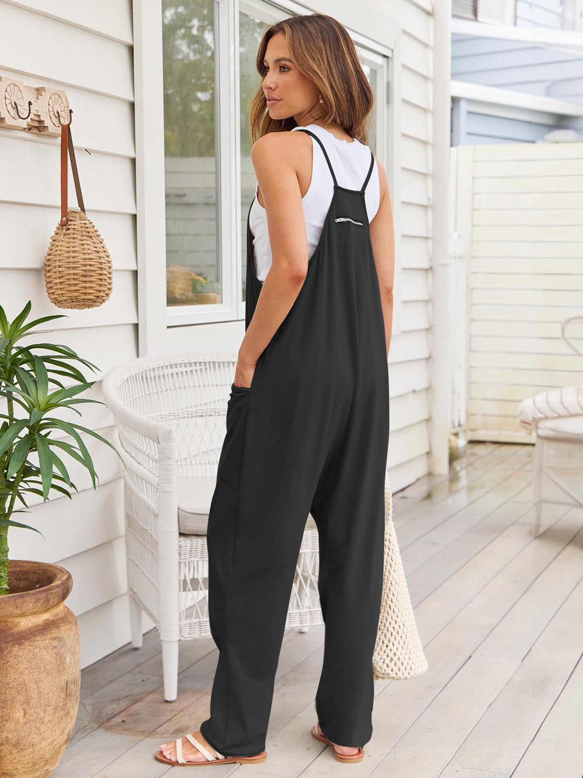 V-Neck Spaghetti Strap Jumpsuit - LACEDUPED