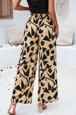 Smocked Printed Wide Leg Pants with Pockets - LACEDUPED