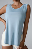 Slit Round Neck Active Tank - LACEDUPED