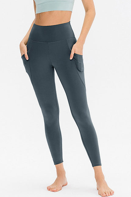 Slim Fit Long Active Leggings with Pockets - LACEDUPED