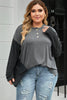 Plus Size Round Neck Long Sleeve Buttoned Blouse