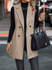 Buttoned Collared Neck Longline Vest Coat - LACEDUPED