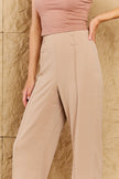 HYFVE Pretty Pleased High Waist Pintuck Straight Leg Pants in Camel - LACEDUPED