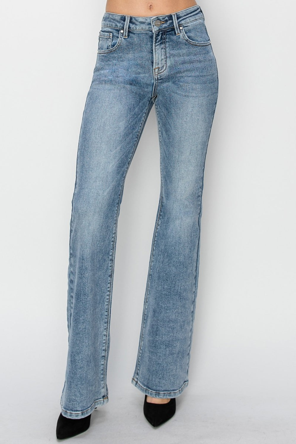 RISEN Full Size Mid Rise Bootcut Jeans - LACEDUPED