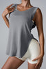 Slit Round Neck Active Tank - LACEDUPED