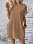 Round Neck Short Sleeve Mini Dress - LACEDUPED