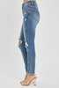 Risen Full Size High Rise Knee Distressed Skinny Jeans - LACEDUPED