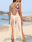 Fringe Spaghetti Strap Cover-Up - LACEDUPED