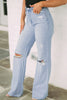 Distressed High Waist Jeans - LACEDUPED