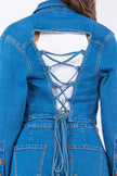 American Bazi Laced Back Cropped Denim Jacket - LACEDUPED