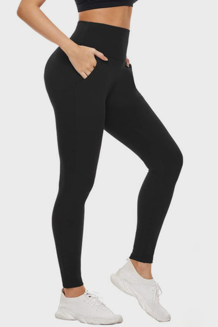 Pocketed High Waist Active Leggings - LACEDUPED