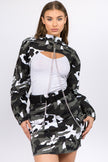 American Bazi Camouflage Cropped Jacket with Chains - LACEDUPED