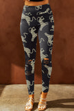 Animal Printed Distressed High Waist Leggings - LACEDUPED