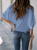 Full Size Cowl Neck Three-Quarter Sleeve Blouse - LACEDUPED