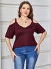 Plus Size V-Neck Cold-Shoulder Blouse