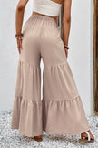 Drawstring Waist Tiered Flare Culottes - LACEDUPED