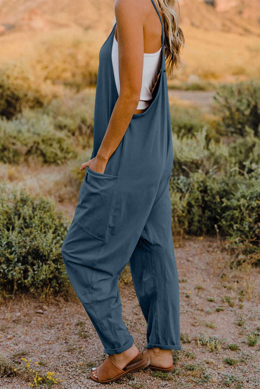Double Take Full Size V-Neck Sleeveless Jumpsuit with Pockets - LACEDUPED