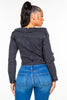 American Bazi Off Shoulder Lace Up Denim Jacket - LACEDUPED