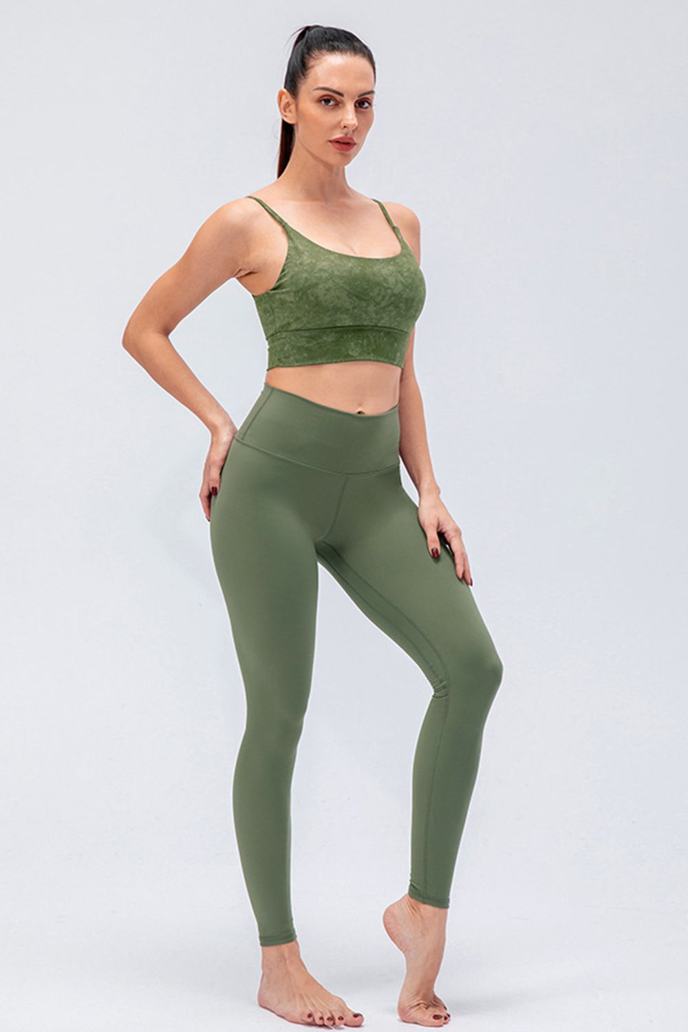 Wide Waistband Slim Fit Active Leggings - LACEDUPED