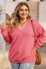 Plus Size V-Neck Dropped Shoulder Sweater