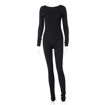 Backless Spandex Skinny Jumpsuits - LACEDUPED