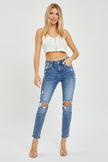 Risen Full Size High Rise Knee Distressed Skinny Jeans - LACEDUPED