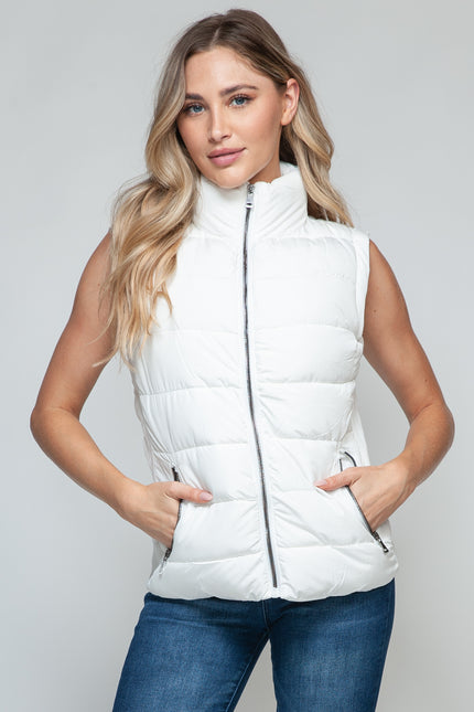 Snobbish Zip Up Turtleneck Vest with Pockets - LACEDUPED