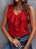 Ruffled V-Neck Tank - LACEDUPED