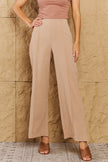 HYFVE Pretty Pleased High Waist Pintuck Straight Leg Pants in Camel - LACEDUPED