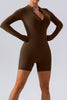 Half Zip Long Sleeve Active Romper - LACEDUPED