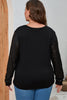 Plus Size Sequin Round Neck Long Sleeve Top