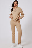 Half Snap Turtleneck Top and Pants Active Set - LACEDUPED